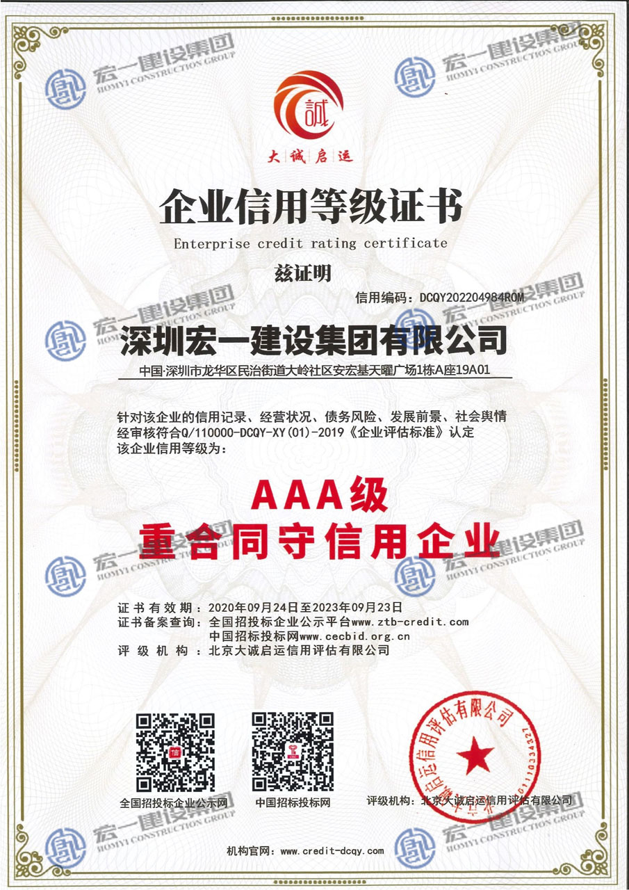 AAA级重条约守信用企业